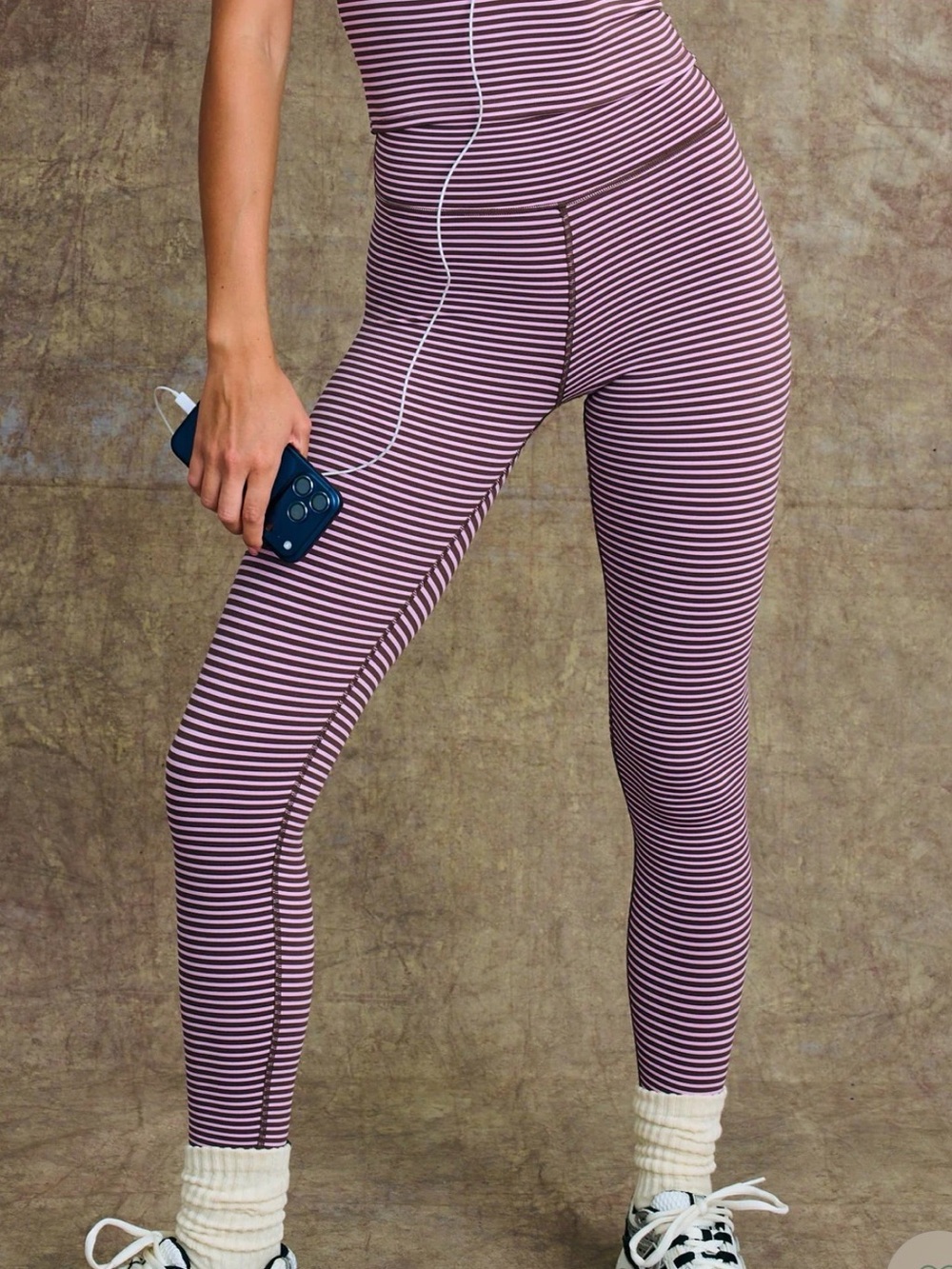Daily Drills matcha & Mocha Striped Leggings -NWT